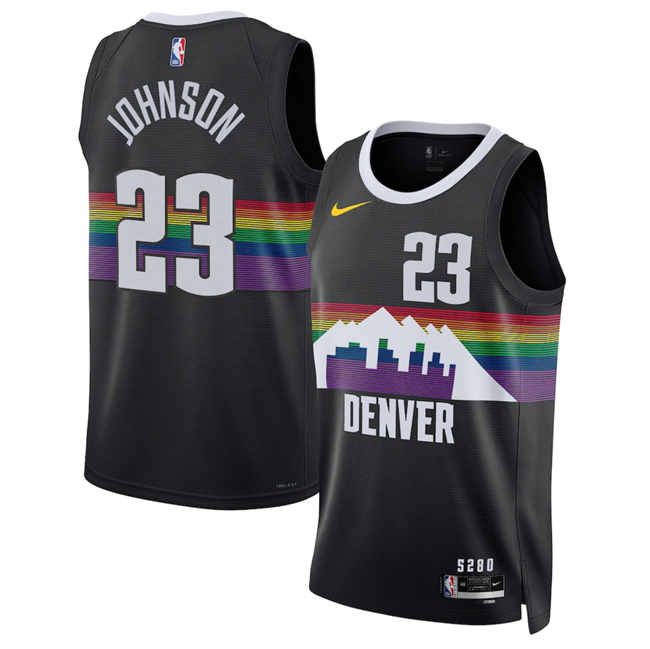 Men's Denver Nuggets #23 Cameron Johnson Black 2026 City Edition Stitched Basketball Jersey