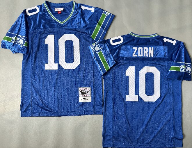 Men's Seattle Seahawks #10 Jim Zorn 1978 Blue Mitchell & Ness Throwback Jersey