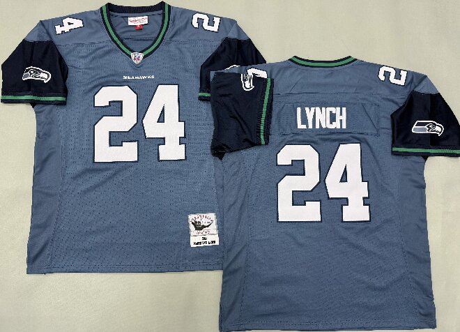 Men's Seattle Seahawks #24 Marshawn Lynch 2010 Legacy Jersey Silvery