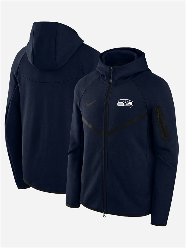 Men's Seattle Seahawks Navy Tech Fleece Full-Zip Windrunner Hoodie