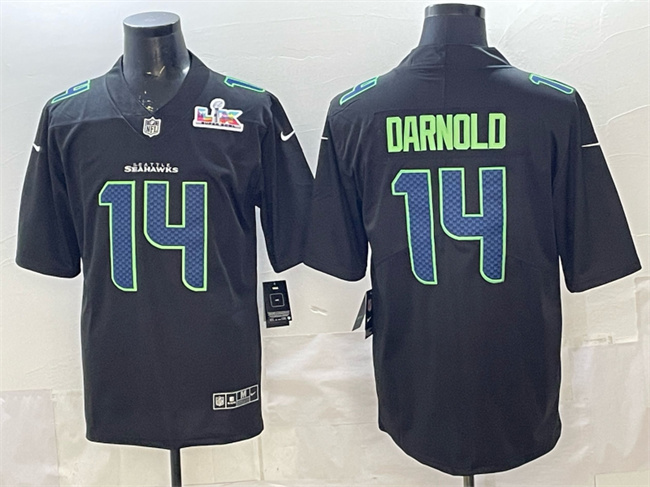 Men's Seattle Seahawks #14 Sam Darnold Black 2026 Super Bowl LX Patch Carbon Fashion Vapor Untouchable Limited Stitched Football Jersey