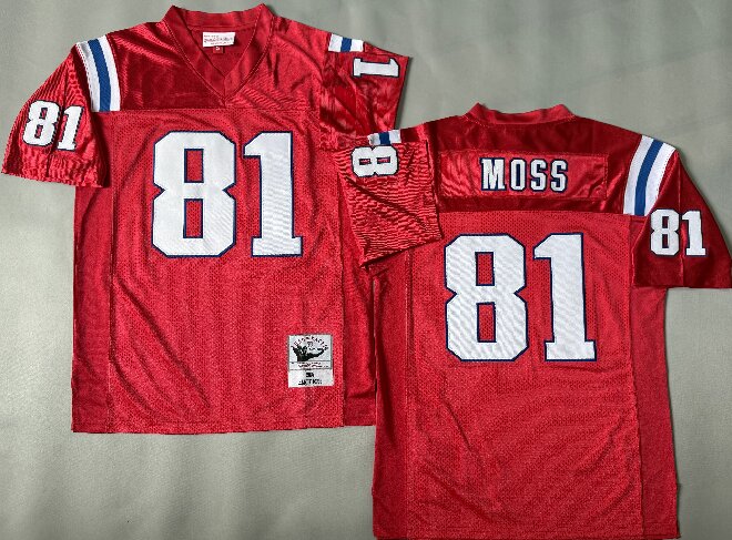 Men's New England Patriots #81 Randy Moss Red Throwback 2007 Stitched Football Jersey