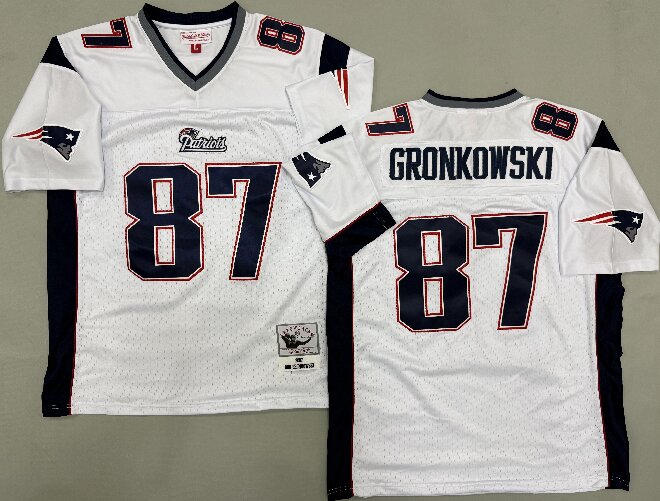 Men's New England Patriots #87 Rob Gronkowski 2007 White Throwback Jersey