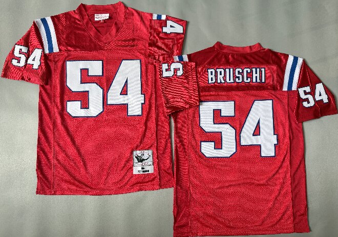 Men's New England Patriots #54 Tedy Bruschi Red Throwback 1996 Stitched Football Jersey
