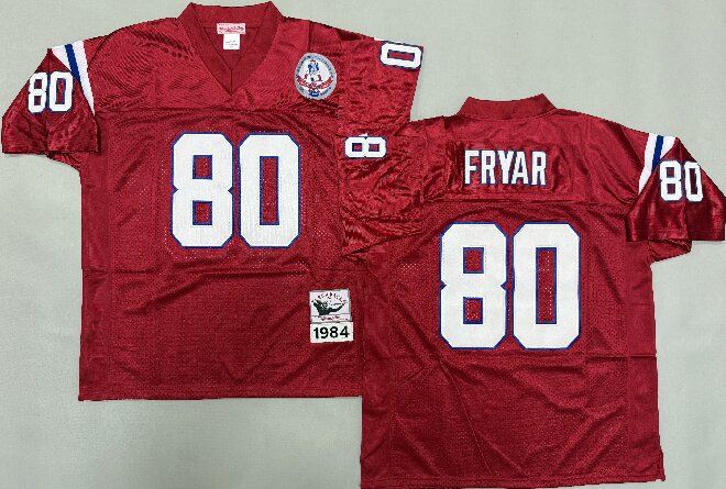 Men's New England Patriots #80 FRYAR Red Throwback 1984 Stitched Football Jersey