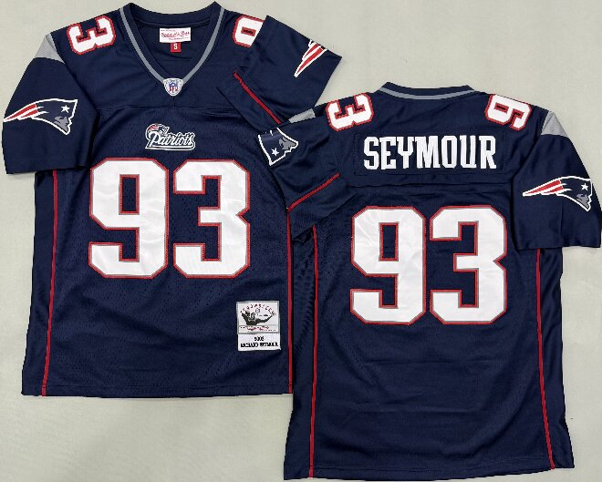 Men's New England Patriots #93 Richard Seymour 2003 Navy Throwback Jersey