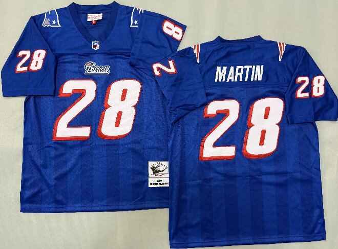 Men's New England Patriots #28 Curtis Martin Mitchell & Ness 1996 Retired Player Jersey - Royal