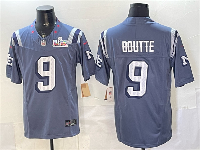 Men's New England Patriots #9 Kayshon Boutte Storm Blue 2026 F.U.S.E. Super Bowl LX Patch “Rivalries” Vapor Limited Stitched Football Jersey