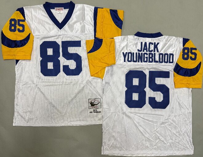 Men's St. Louis Rams #85 Jack Youngblood White Throwback Mitchell&Ness Jersey