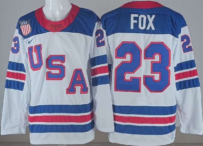Men's USA #23 Adam FOX White 2025-2026 Stitched Jersey_Jc