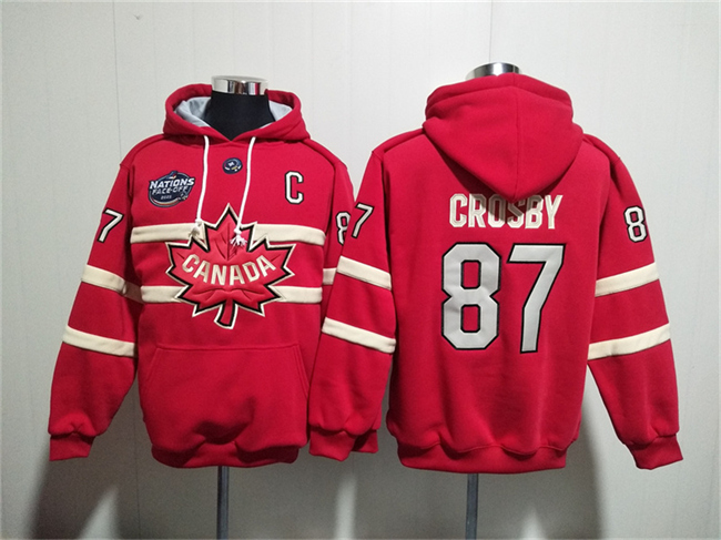 Men's Team Canada #87 Sidney Crosby Red Ageless Must-Have Lace-Up Pullover Hoodie