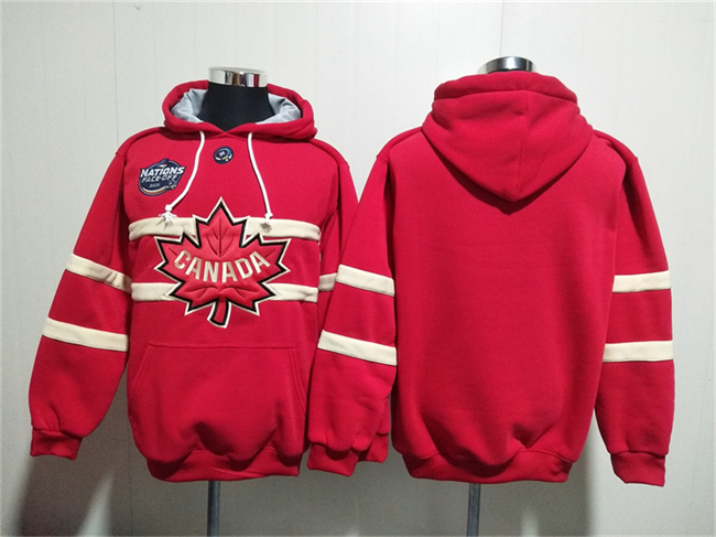 Men's Team Canada Blank Red Ageless Must-Have Lace-Up Pullover  Hoodie