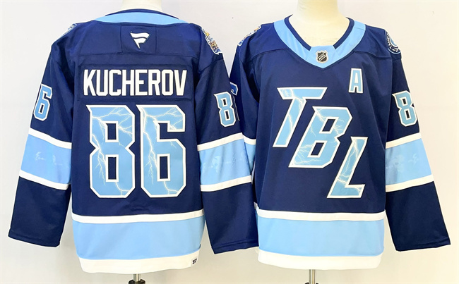 Men's Tampa Bay Lightning #86 Nikita Kucherov Blue 2026 Stadium Series With A Patch Stitched Jersey
