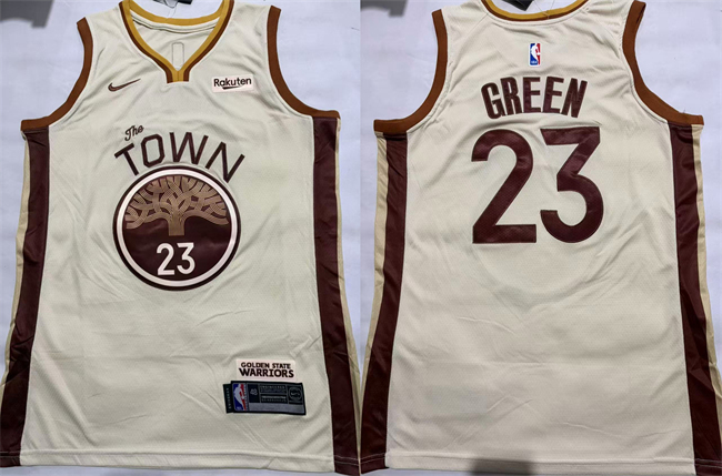 Men's Golden State Warriors #23 Draymond Green Tan City Edition Stitched Basketball Jersey