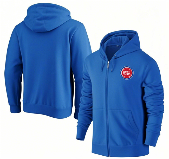 Men's Detroit Pistons Blue Primary Logo Full-Zip Hoodie