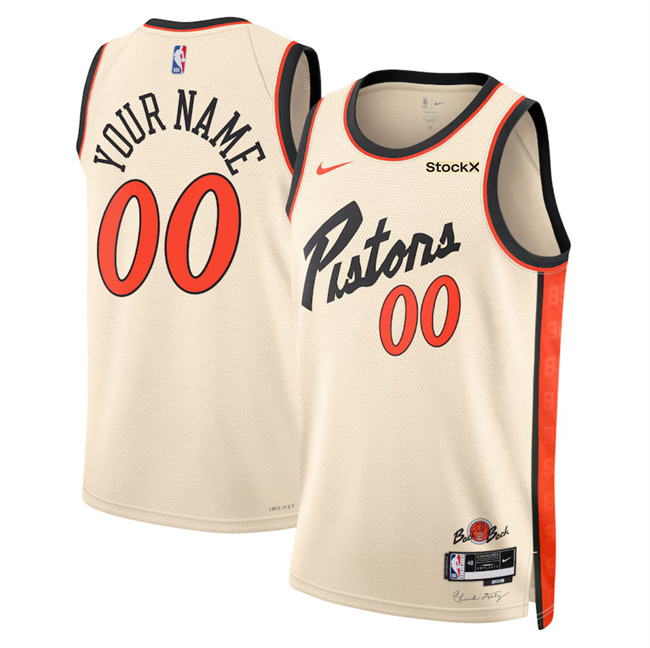 Men's Detroit Pistons Active Player Custom Cream 2025 City Edition Stitched Basketball Jersey