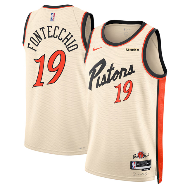 Men's Detroit Pistons #19 Simone Fontecchio Cream 2025 City Edition Stitched Basketball Jersey