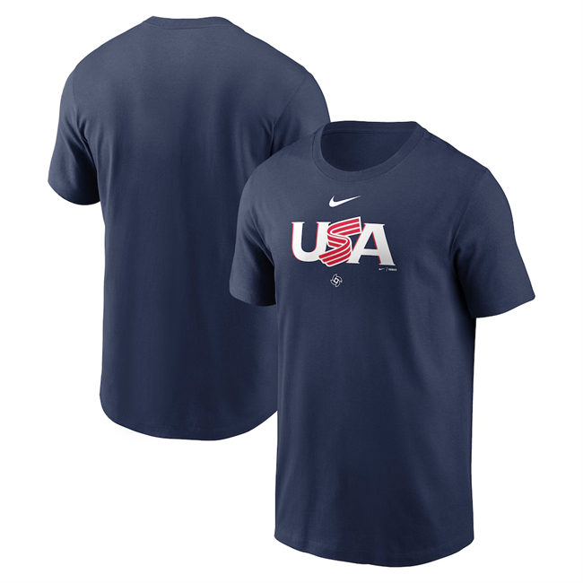 Men's USA Baseball Navy World Baseball Classic Wordmark T-Shirt