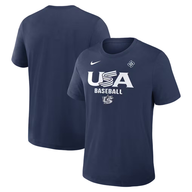 Men's USA Baseball Navy 2026 World Baseball Classic Collection Early Work Dri-FIT Tri-Blend T-Shirt