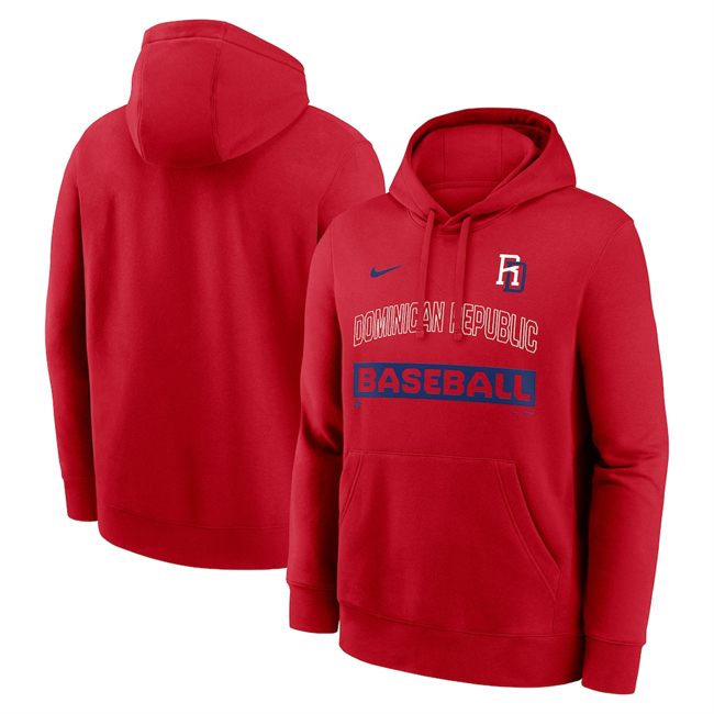 Men's Dominican Baseball Red 2026 World Baseball Classic Collection Dri-FIT Long Sleeve Hooded T-Shirt