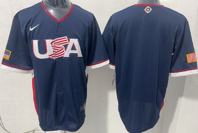 Men's USA Baseball Blank  Navy 2026 World Baseball Classic Home Stadium Stitched Jersey