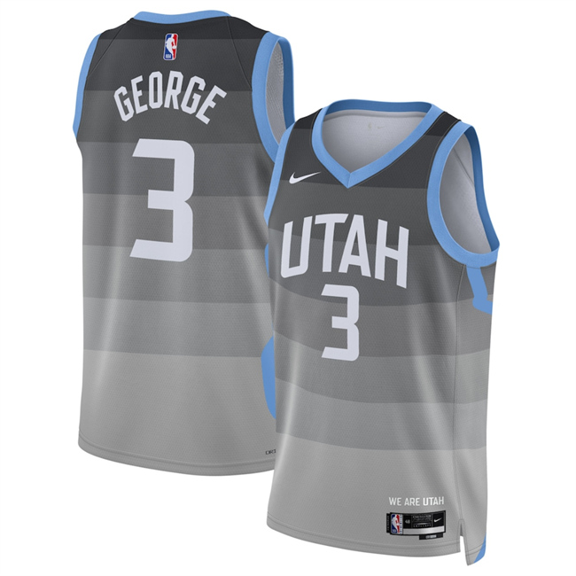 Men's Utah Jazz #3 Keyonte George Grey 2026 City Edition Stitched Basketball Jersey