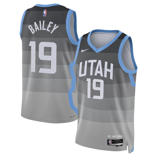 Men's Utah Jazz #19 Ace Bailey Grey 2026 City Edition Stitched Basketball Jersey