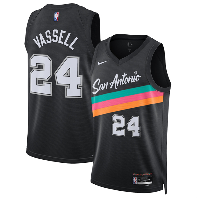 Men's San Antonio Spurs #24 Devin Vassell Black 2026 City Edition Stitched Basketball Jersey