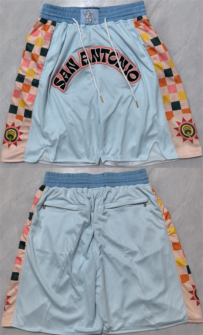 Men's San Antonio Spurs Light Blue City Edition Shorts (Run Small)