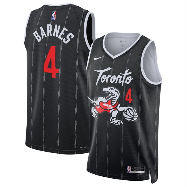 Men's Toronto Raptors #4 Scottie Barnes Black 2026 City Edition Stitched Basketball Jersey