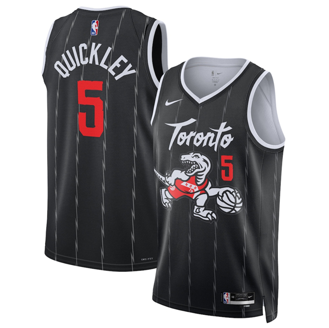 Men's Toronto Raptors #5 Immanuel Quickley Black 2026 City Edition Stitched Basketball Jersey