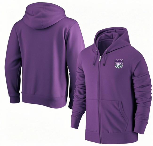 Men's Sacramento Kings Purple Primary Logo Full-Zip Hoodie