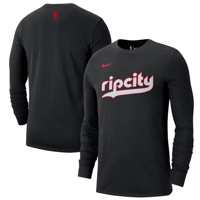 Men's Portland Trail Blazers Black 2025 City Edition Essential Logo Long Sleeve T-Shirt