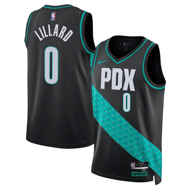 Men's Portland Trail Blazers #0 Damian Lillard Black 2026 City Edition Edition Stitched Basketball Jersey