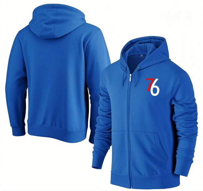 Men's Philadelphia 76ers Royal Primary Logo Full-Zip Hoodie