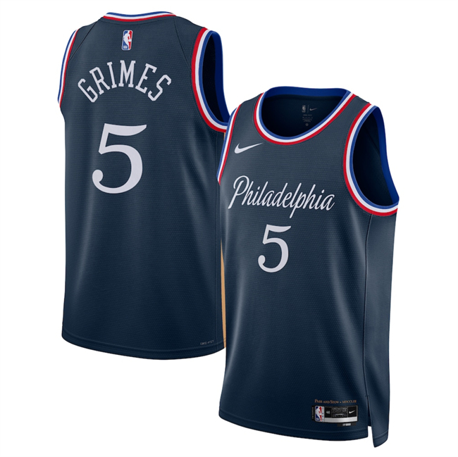 Men's Philadelphia 76ers #5 Quentin Grimes Navy 2026 City Edition Stitched Jersey