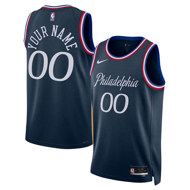 Men's Philadelphia 76ers Active Player Custom Navy 2026 City Edition Stitched Jersey