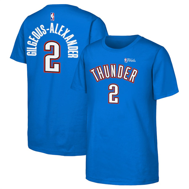 Men's Oklahoma City Thunder #2 Shai Gilgeous-Alexander Blue Icon Name & Number T-Shirt