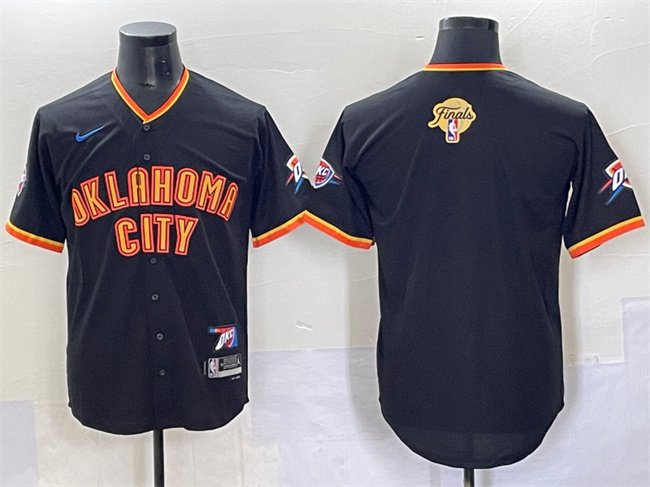 Men's Oklahoma City Thunder Blank Black 2025 Finals Vapor Stitched Baseball Jersey