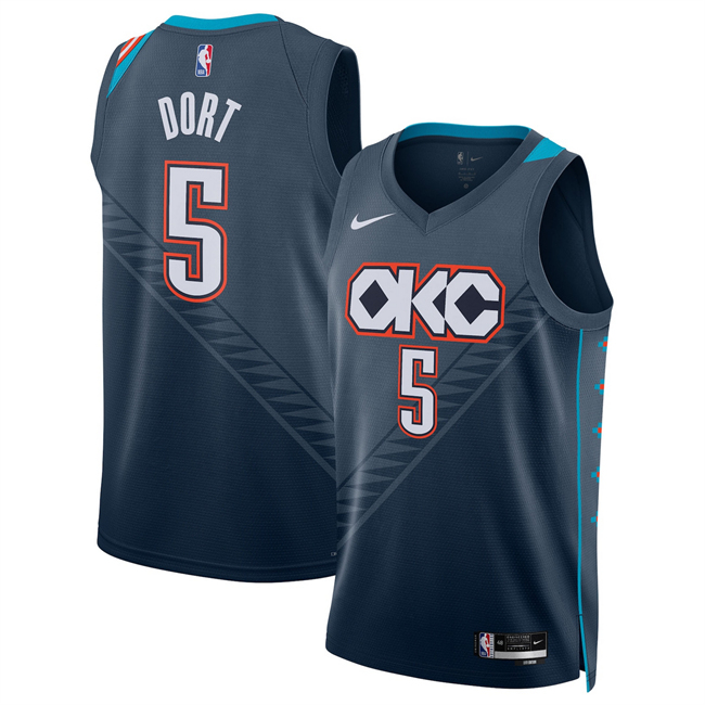 Men's Oklahoma City Thunder #5 Luguentz Dort Navy 2026 City Edition Stitched Basketball Jersey