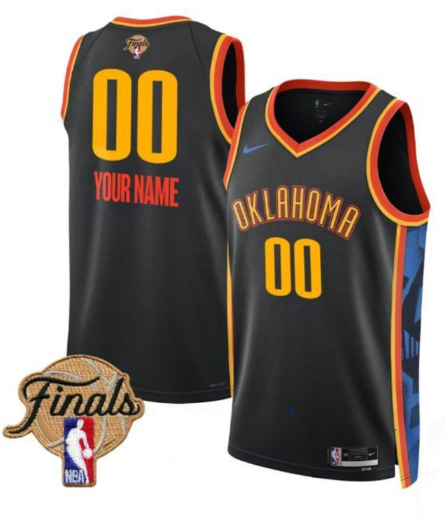 Men's Oklahoma City Thunder Active Player Custom Black 2025 Finals City Edition Stitched Basketball Jersey