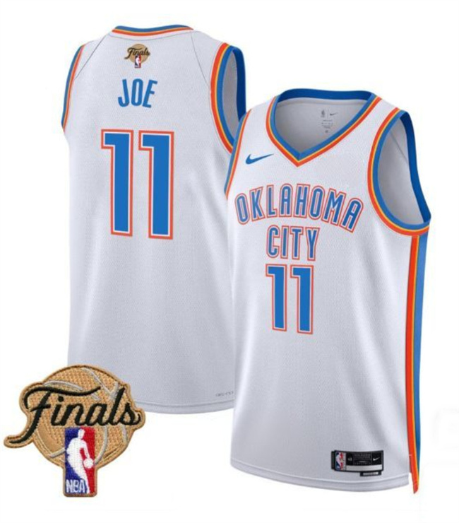 Men's Oklahoma City Thunder #11 Isaiah Joe White 2025 Finals Association Edition Stitched Basketball Jersey