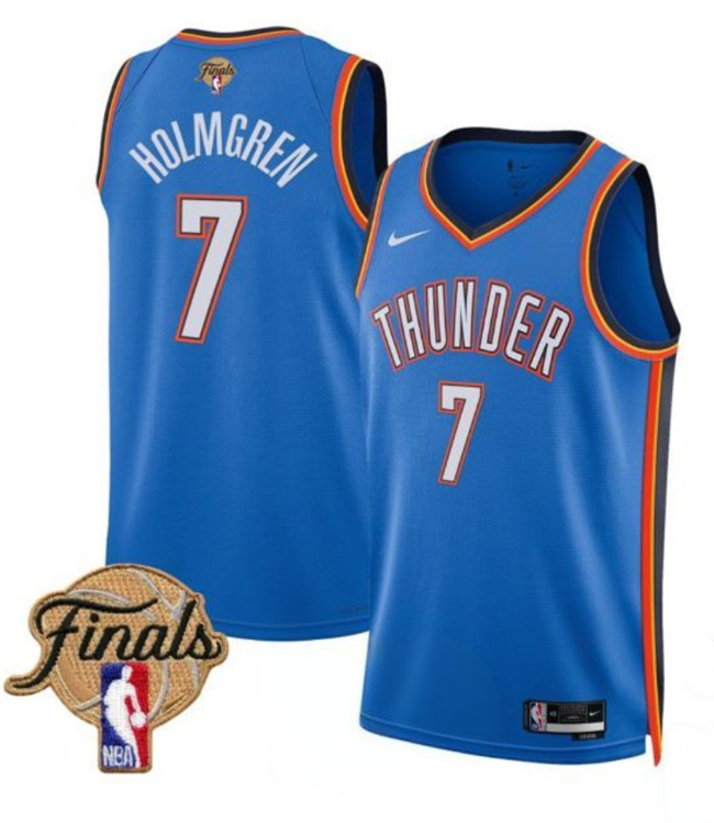 Men's Oklahoma City Thunder #7 Chet Holmgren Blue 2025 Finals Icon Edition Stitched Basketball Jersey