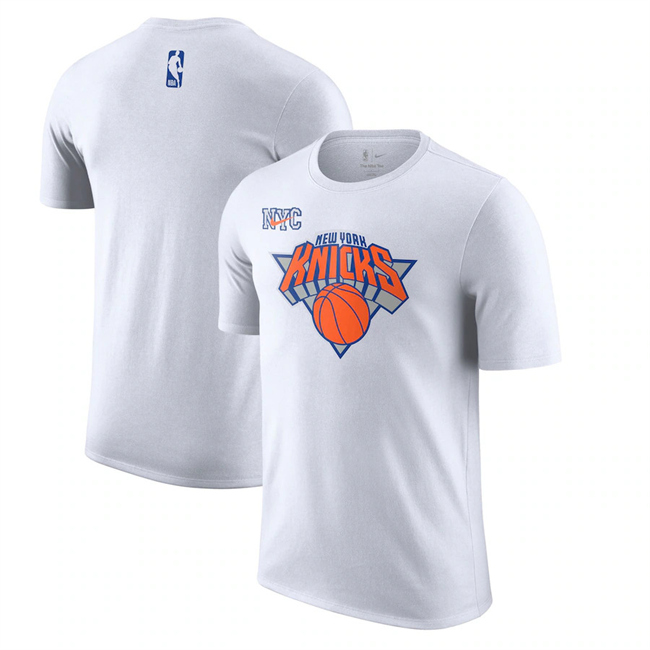 Men's New York Knicks White 2025 City Edition Essential Logo T-Shirt