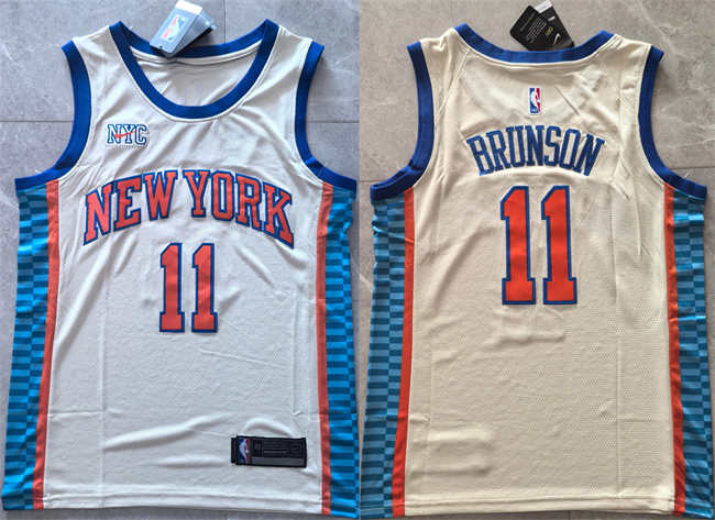 Men's New Yok Knicks #11 Jalen Brunson Cream 2025-26 City Edition Stitched Basketball Jersey