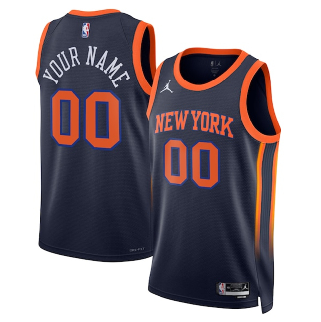 Men's New Yok Knicks Active Player Custom Black 2025 Statement Edition Stitched Basketball  Jersey