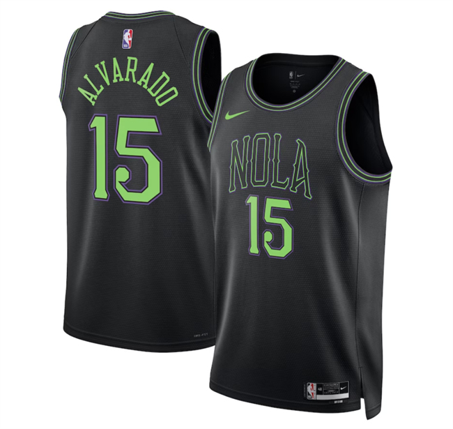 Men's New Orleans Pelicans #15 Jose Alvarado Black 2026 City Ediiton Stitched Basketball Jersey