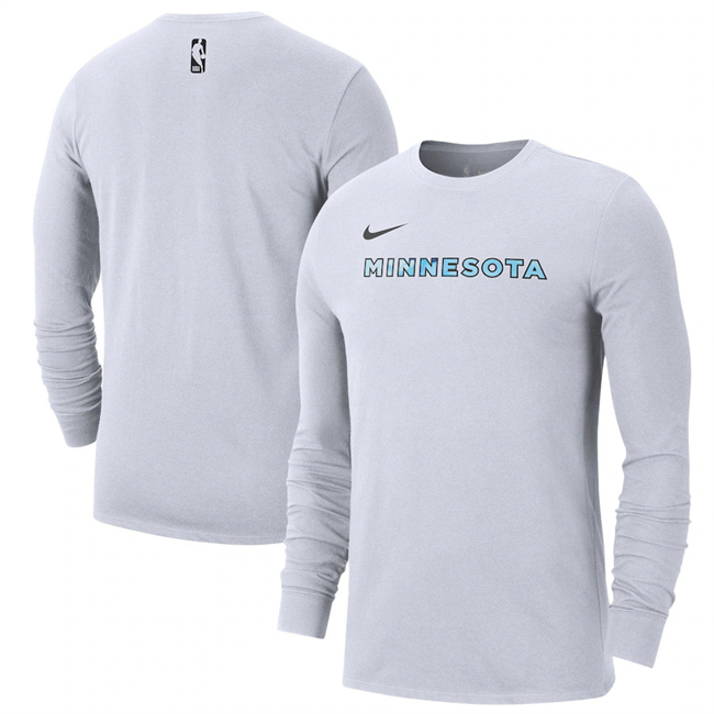 Men's Minnesota Timberwolves White 2025 City Edition Essential Logo Long Sleeve T-Shirt