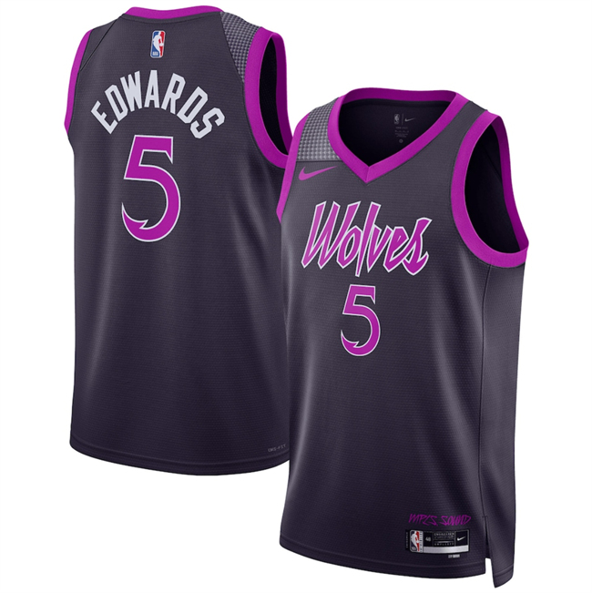 Men's Minnesota Timberwolves #5 Anthony Edwards Purple 2026 City Edition Stitched Jersey