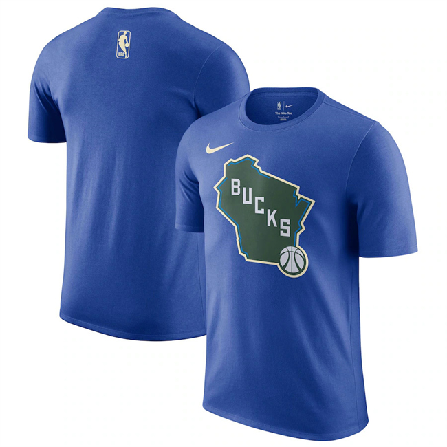 Men's Milwaukee Bucks Royal 2025 City Edition Essential Logo T-Shirt
